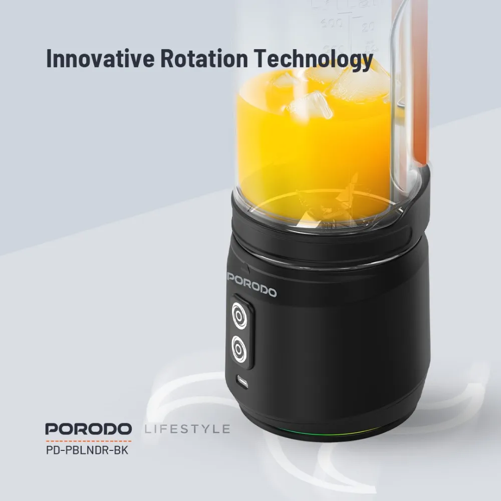 Porodo Lifestyle Dual Spin Tragbarer Mixer - Schwarz Porodo Lifestyle Dual Spin Tragbarer Mixer - Schwarz