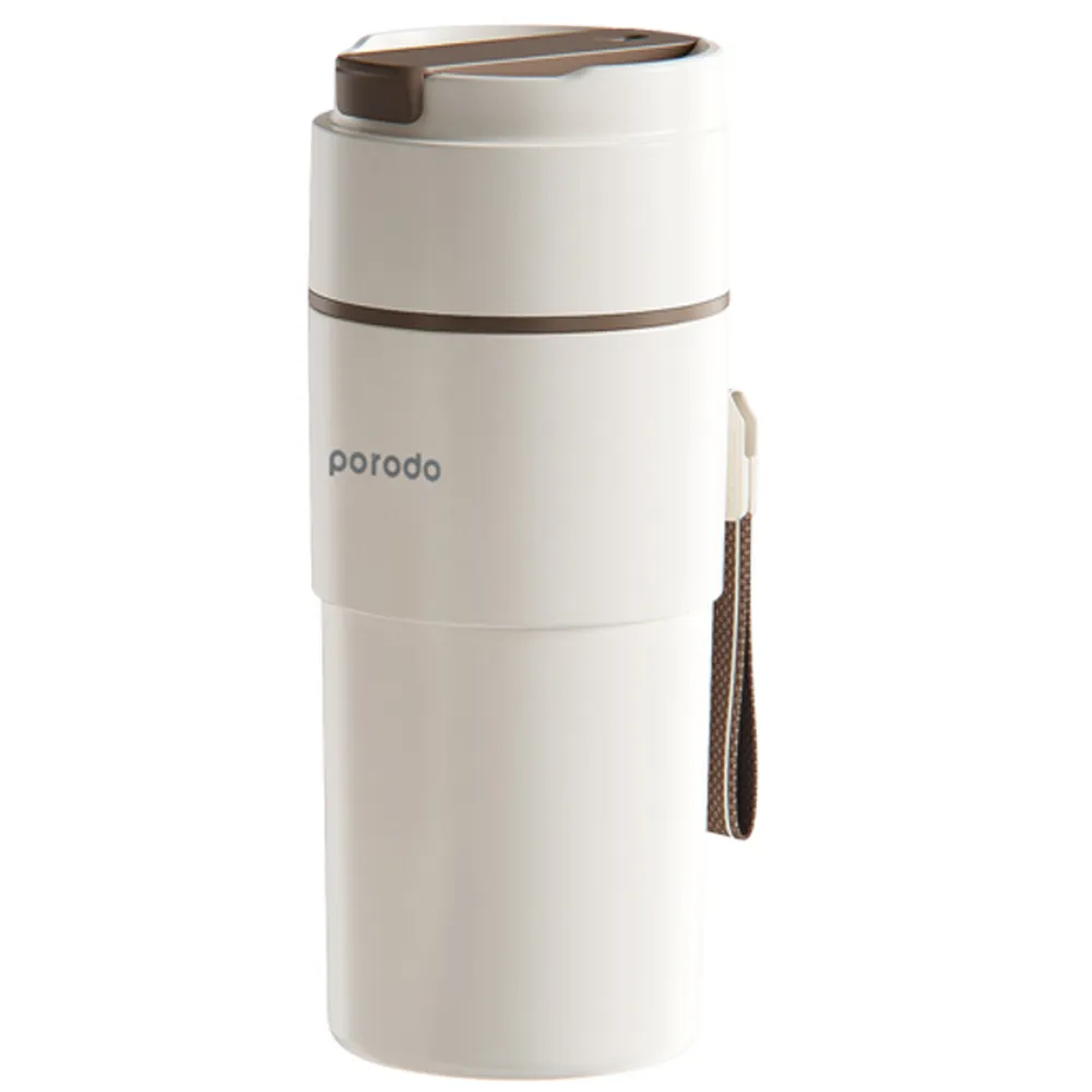 Porodo Lifestyle 2-in-1 Tragbarer Mixer & Thermobecher - Weiss