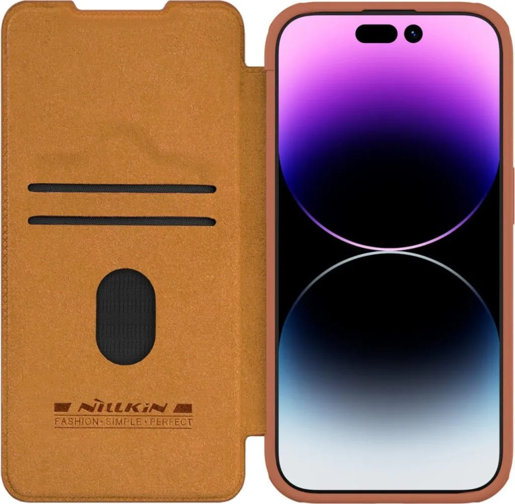 Nillkin Qin Leather Case For iPhone 15 Pro Max - Brown