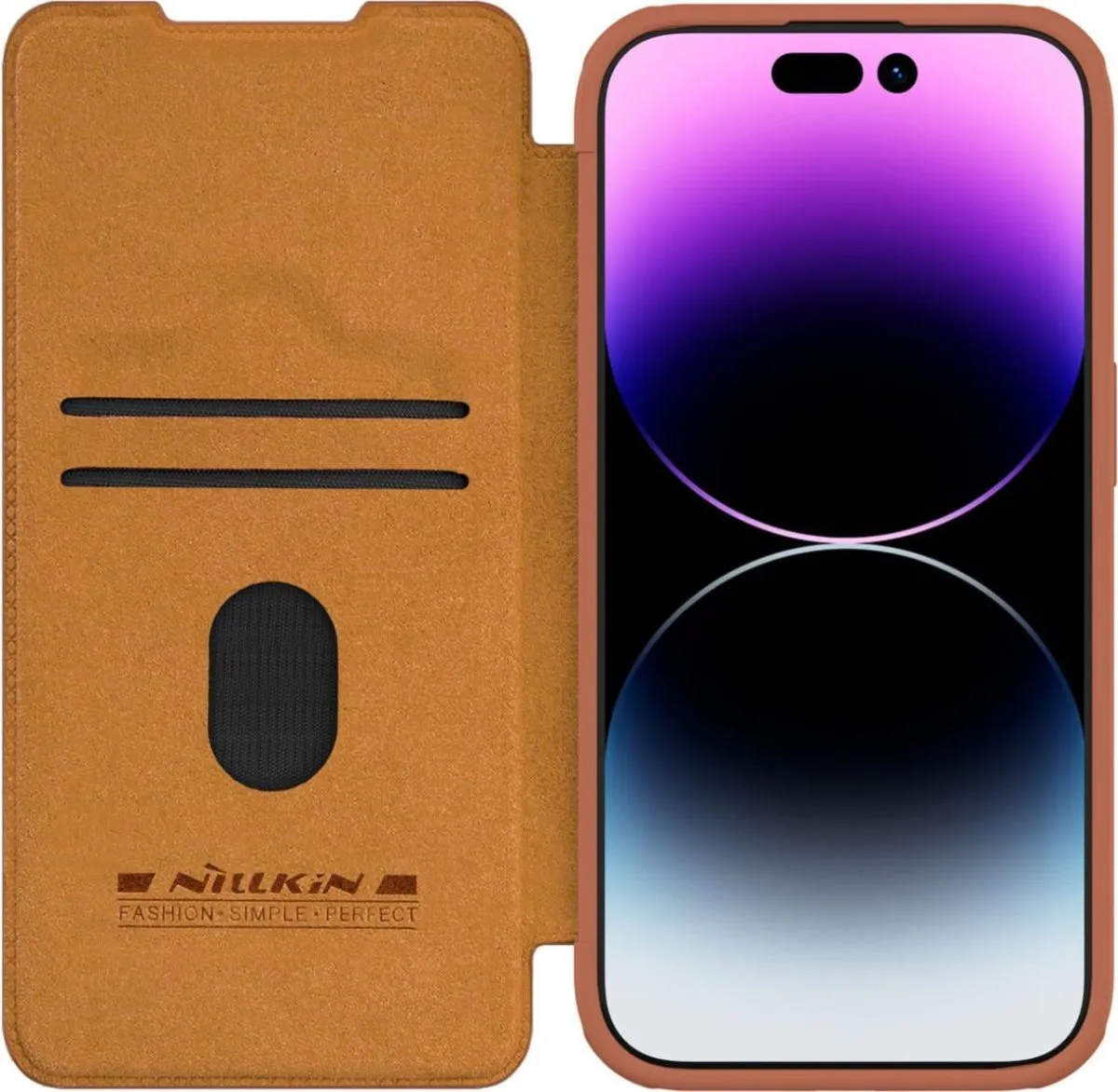 Nillkin Qin Leather Case For iPhone 15 Pro Max - Brown