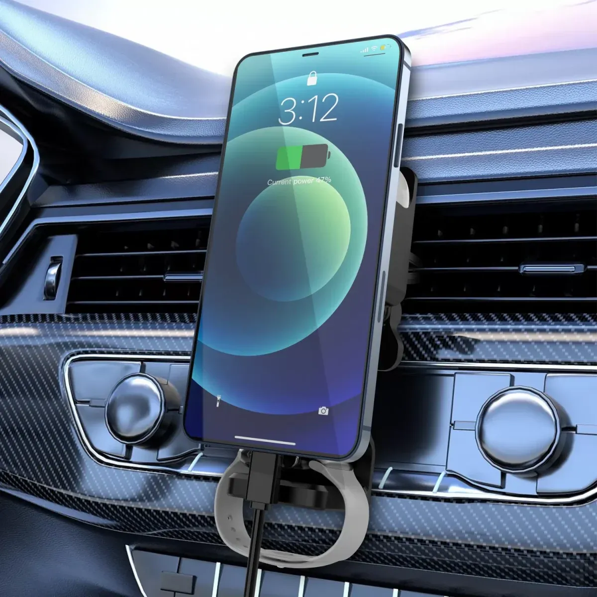 Levelo Aspen 3 in 1 Wireless Car Charger  - Black