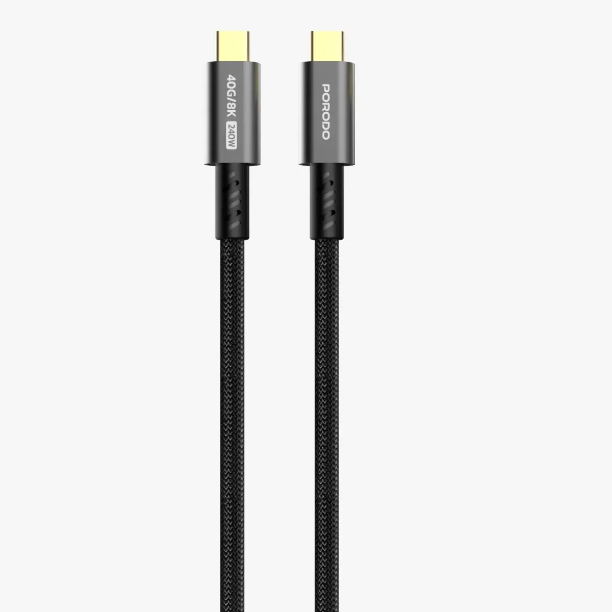 Porodo woven TypeC-C Cable 240w 40gbps 8K 60hz - Black
