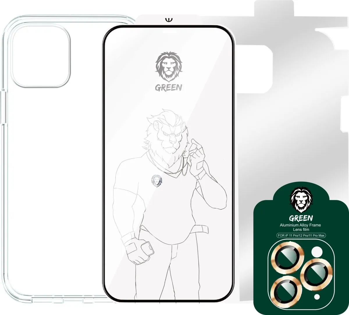 4 in 1 360 Protection Pack for iPhone 12 / 12 Pro 6.1 - Gold