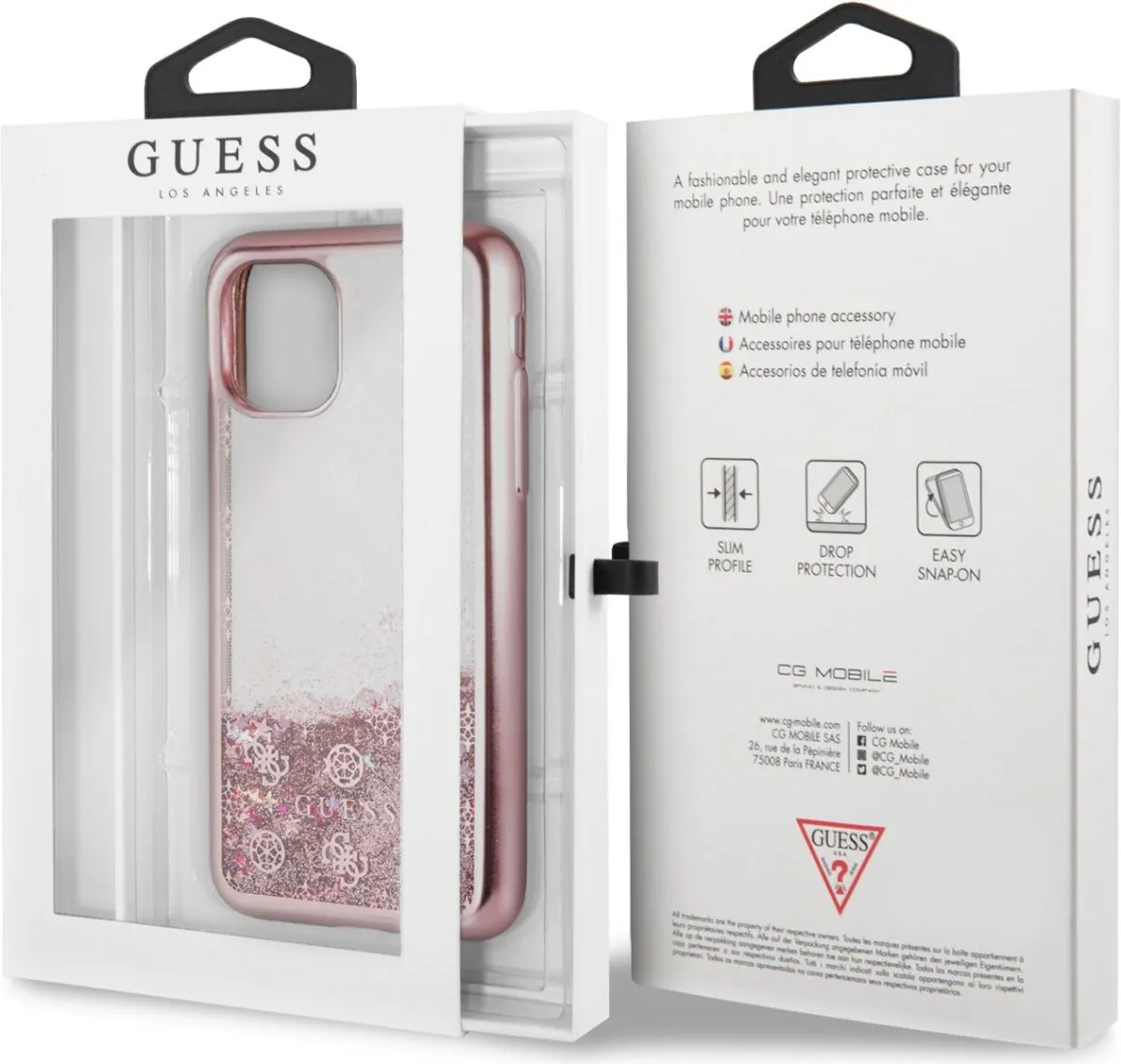 4G Peony Liquid Glitter TPU Case for Apple iPhone 11 Pro - Rose Gold