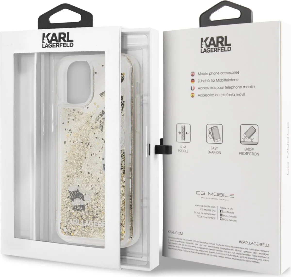 Black Glitter Case with Floating Charms for iPhone 11 - Gold
