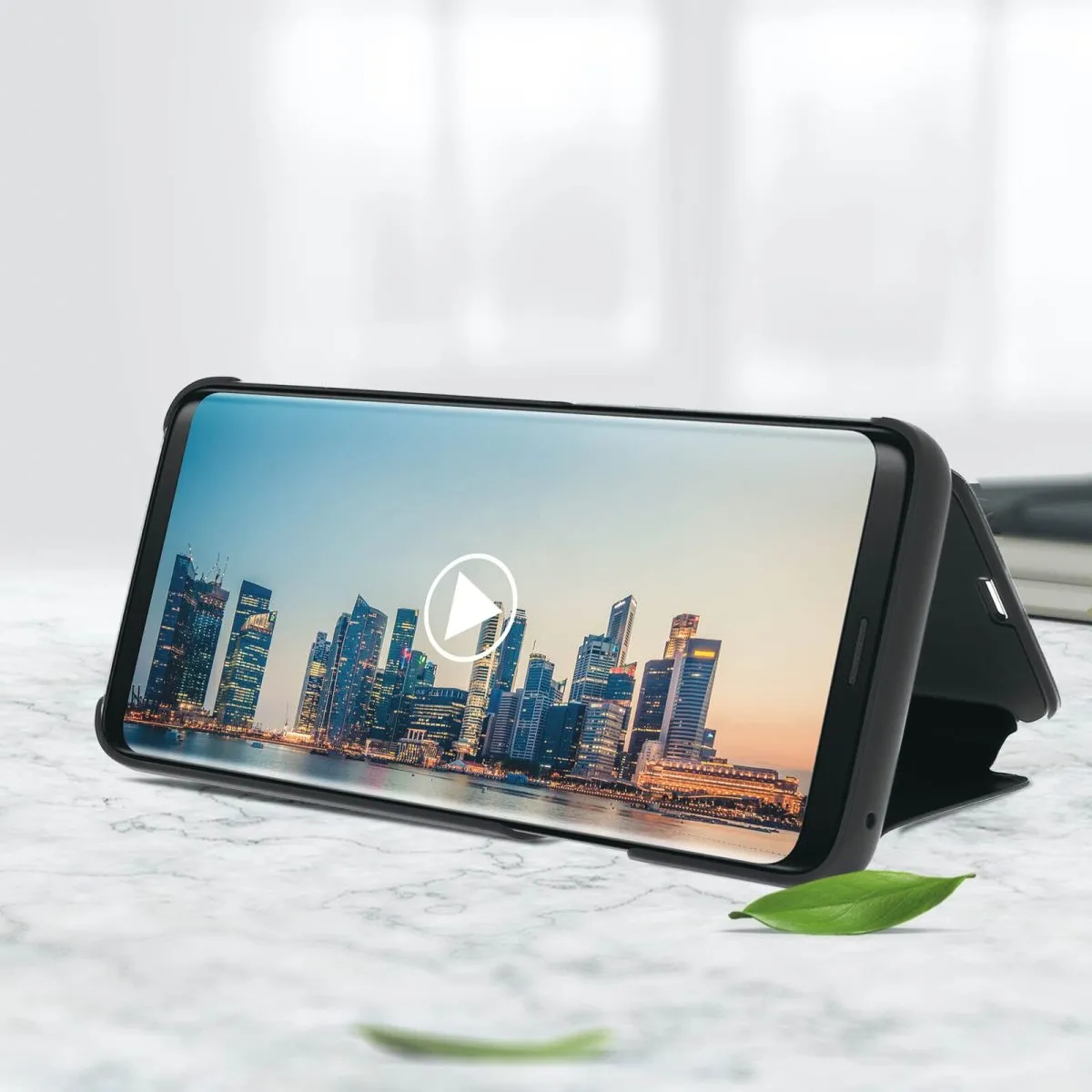 Galaxy S9 Clear view standing cover Black