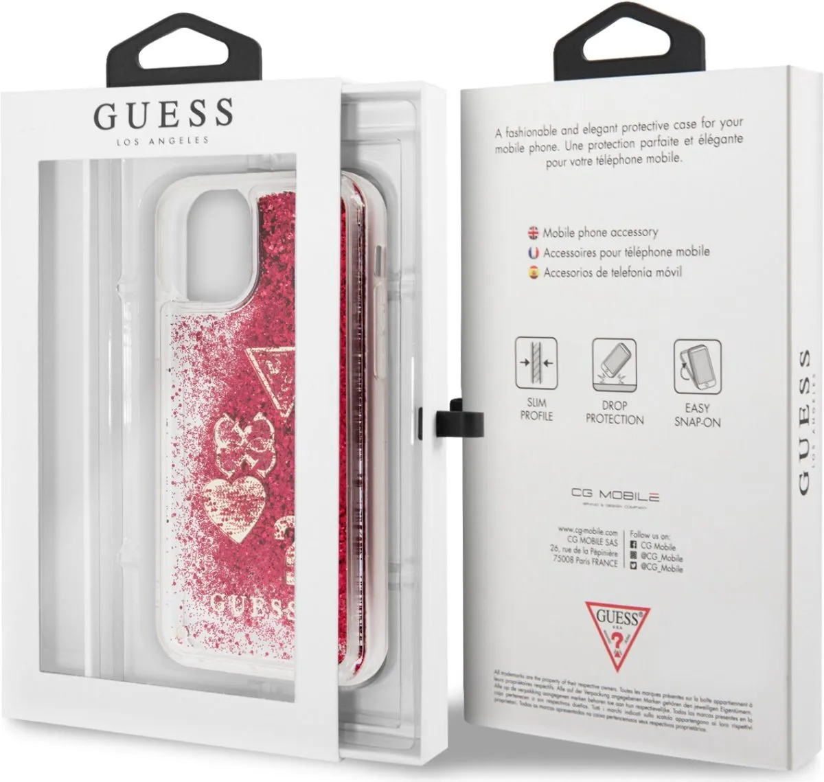 Glitter HC Hearts For iPhone 11 Pro - Rasberry