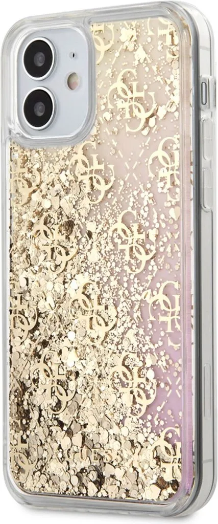 Guess Liquid Glitter 4G Pattern Gradient Background for iPhone 12 - Gold