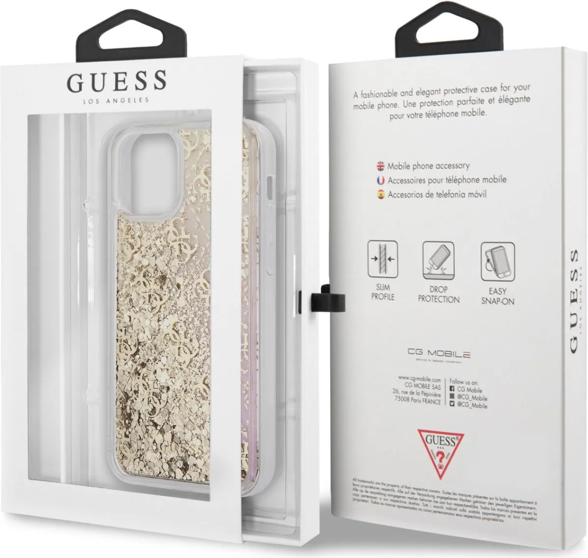 Guess Liquid Glitter 4G Pattern Gradient Background for iPhone 12 - Gold