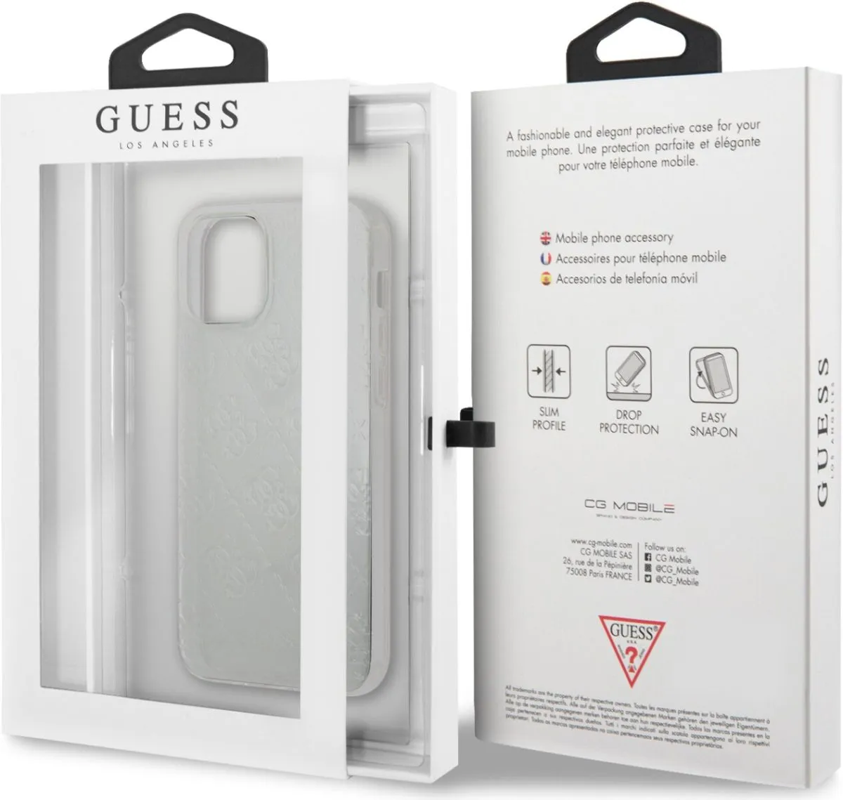 Guess PC/TPU 4G Pattern Hard Case for iPhone 12 - Transparent