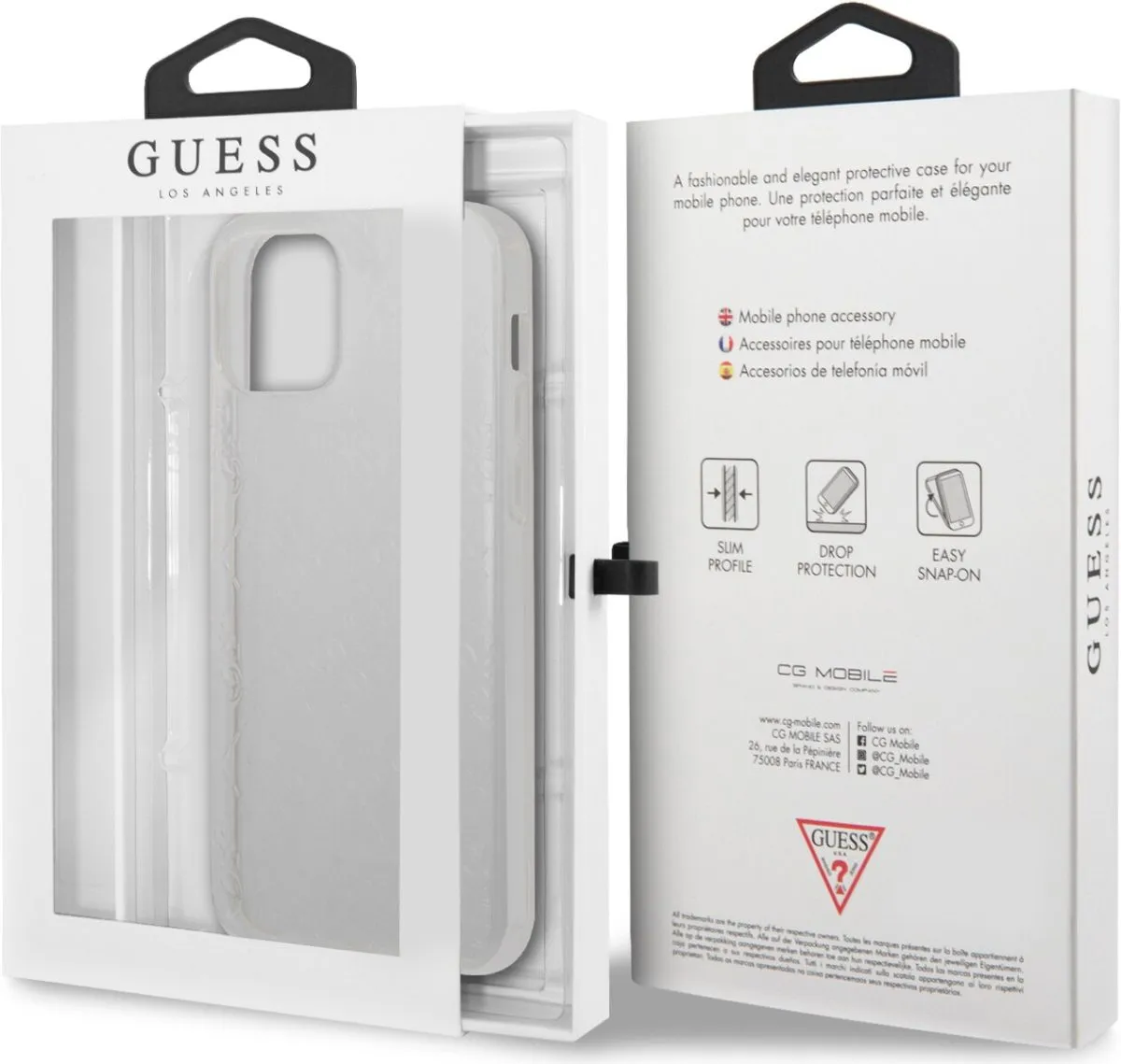 Guess PC/TPU 4G Pattern Hard Case for iPhone 12 Pro Max - Transparent