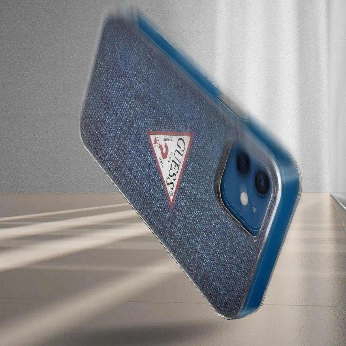 Guess PC/TPU Denim Print Case for iPhone 12 Pro - Dark Blue
