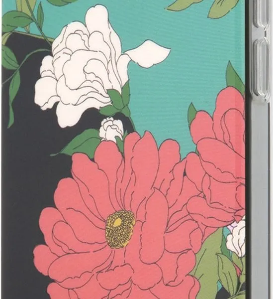 Guess PC/TPU Flower Collerction Shiny Pattern Case for iPhone 12 - Black