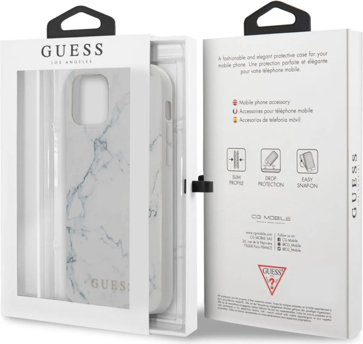 Guess PC/TPU Marble Design Case for iPhone 12 Pro Max - White
