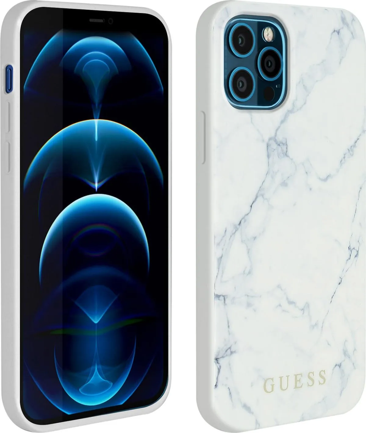 Guess PC/TPU Marble Design Case for iPhone 12 Pro Max - White