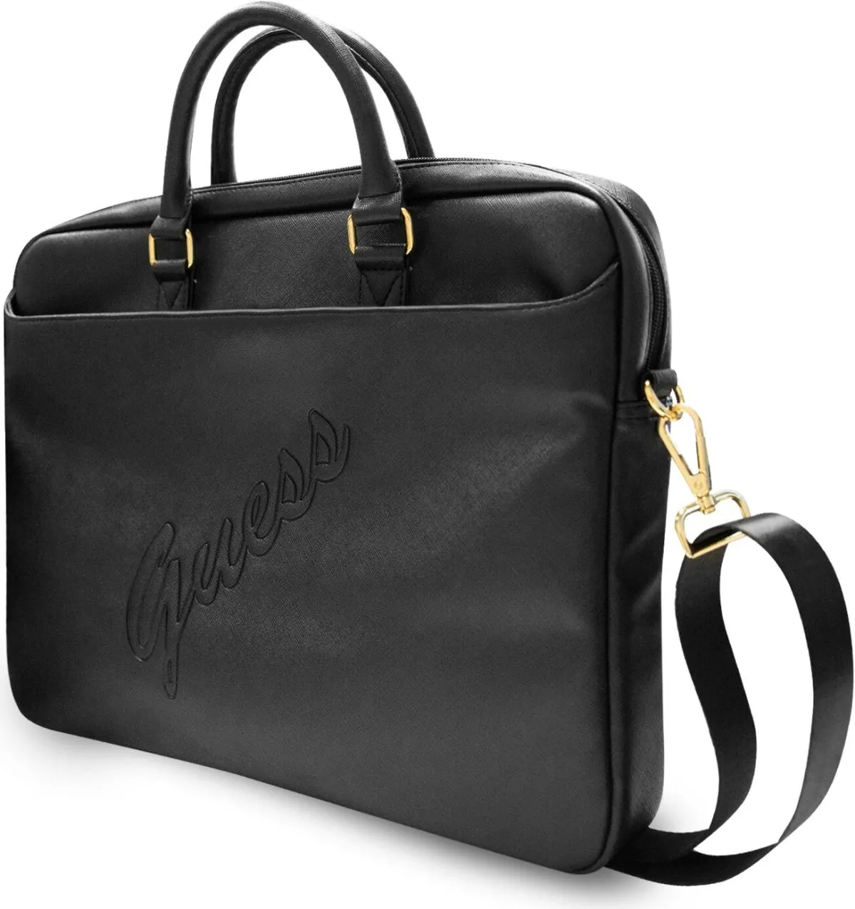 Guess PU Saffiano Script Computer Bag 15 - Black