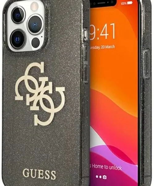 Guess TPU Full Glitter Cases 4G Logo For iPhone 13 Pro Max (6.7) - Black