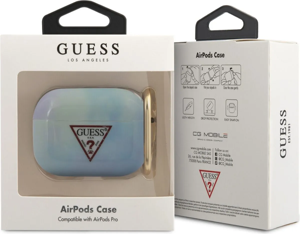 Guess TPU Tie and Dye Case Electroplate Logo for Airpods Pro
