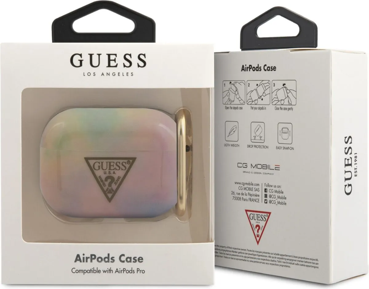 Guess TPU Tie and Dye Case Eletroplate Logo for Airpods Pro