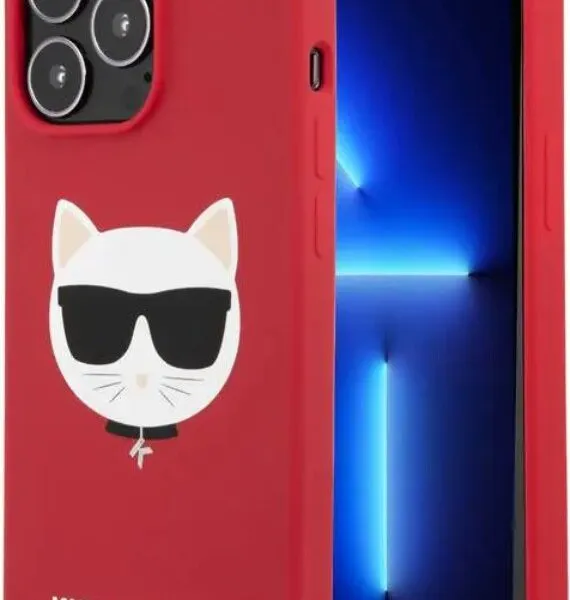 Karl Lagerfeld Liquid Silicone Case Choupette Head For iPhone 13 Pro Max (6.7) - Red