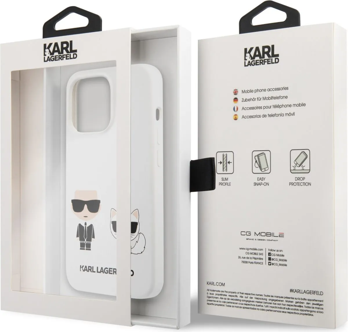 Karl Lagerfeld Liquid Silicone Case Karl And Choupette For iPhone 13 Pro Max (6.7) - White