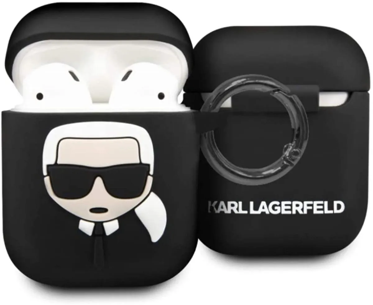 Karl Lagerfeld Silicone Case for Apple Airpods 1/2 - Black
