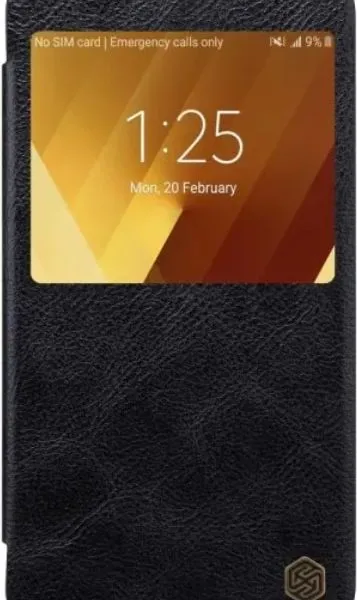 Leather Case Fenster Samsung A3 2017 Bookcover Schwarz