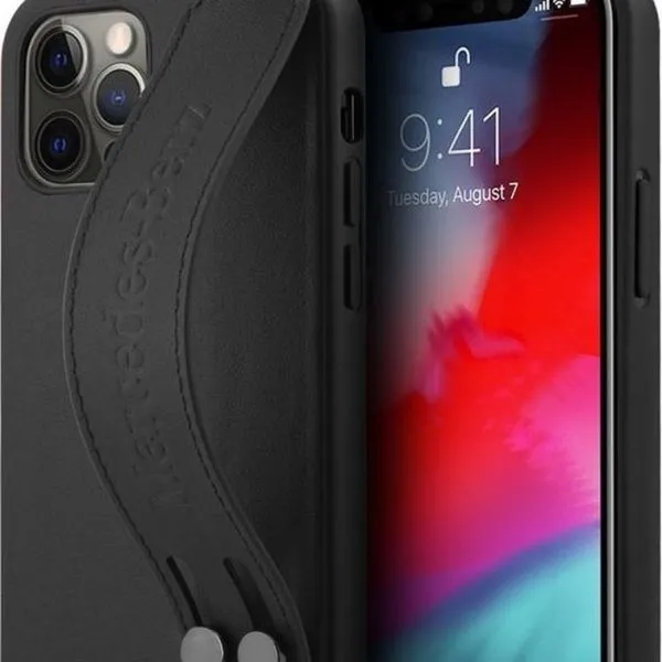 Mercedes-Benz Leather Case Hand Strap for iPhone 12 Pro Max - Black