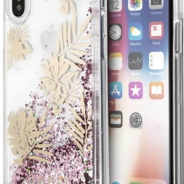 Palm Spring Glitter Hard Case iPhone X - Pink Rose