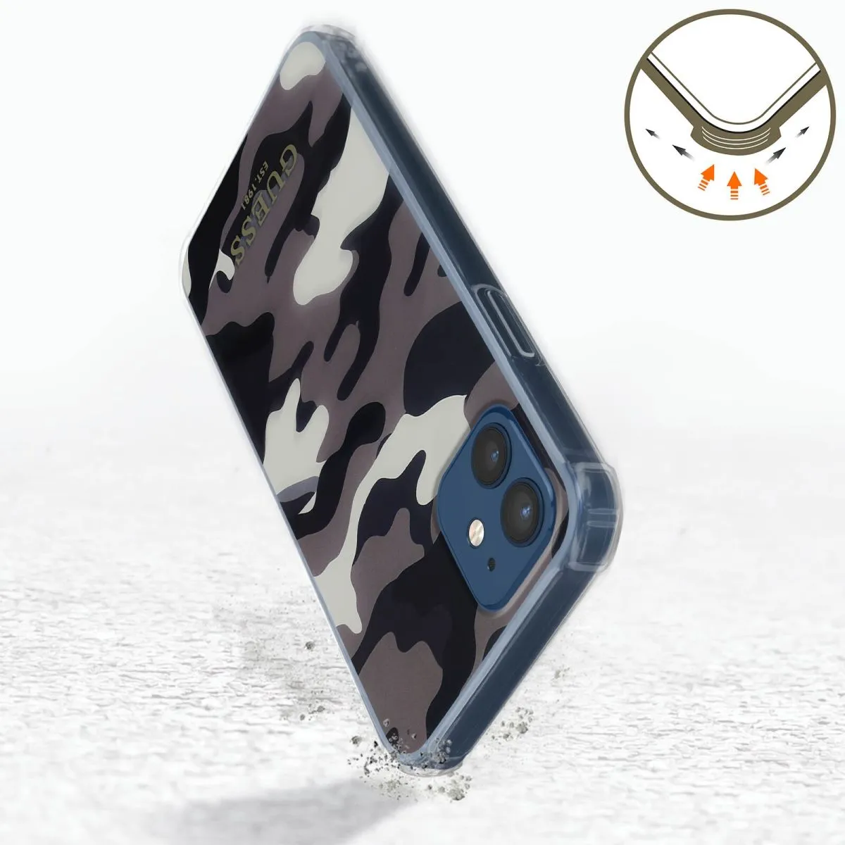 PC Camo Hard Case with Nylon Cord for iPhone 12 / 12 Pro ( 6.1 ) - Black