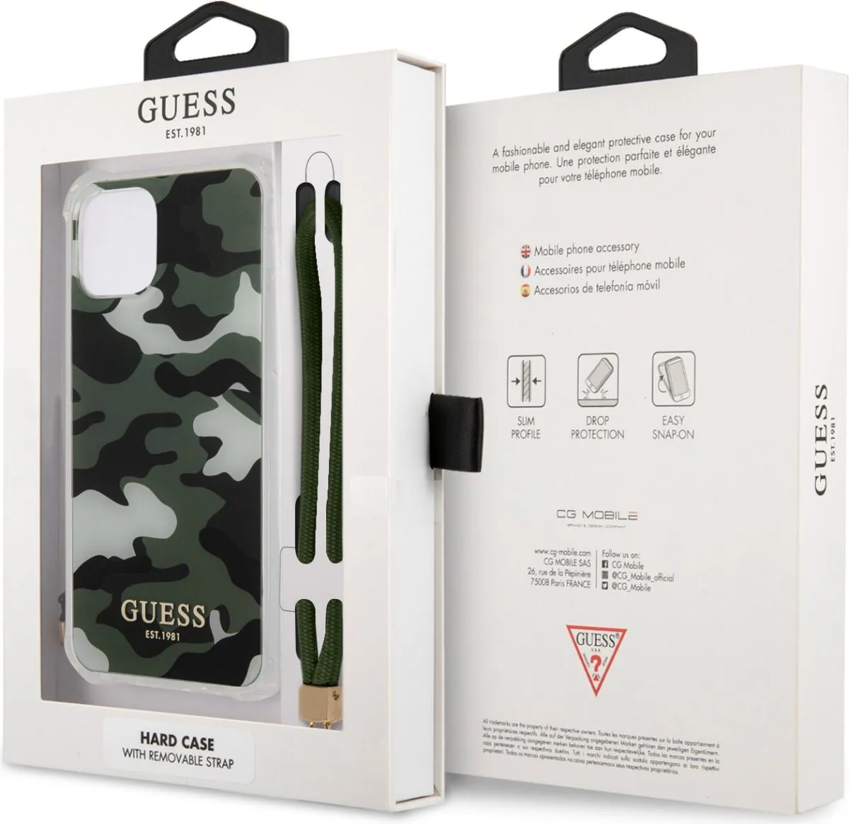 PC Camo Hard Case with Nylon Cord for iPhone 12 / 12 Pro ( 6.1 ) - Kaki