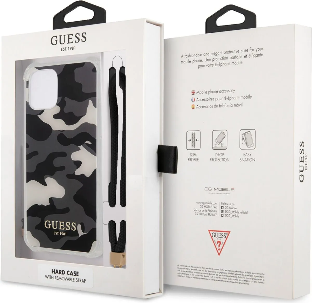 PC Camo Hard Case with Nylon Cord for iPhone 12 Pro Max ( 6.7 ) - Black