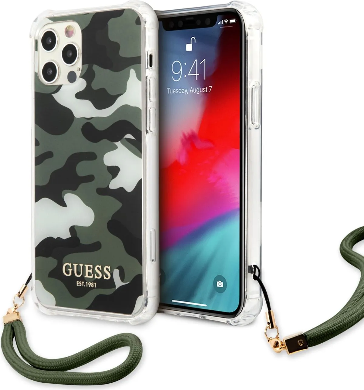 PC Camo Hard Case with Nylon Cord for iPhone 12 Pro Max ( 6.7 ) - Kaki