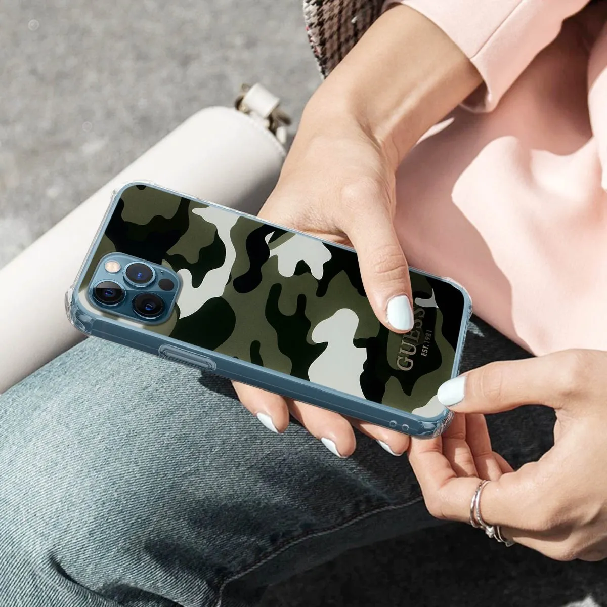 PC Camo Hard Case with Nylon Cord for iPhone 12 Pro Max ( 6.7 ) - Kaki