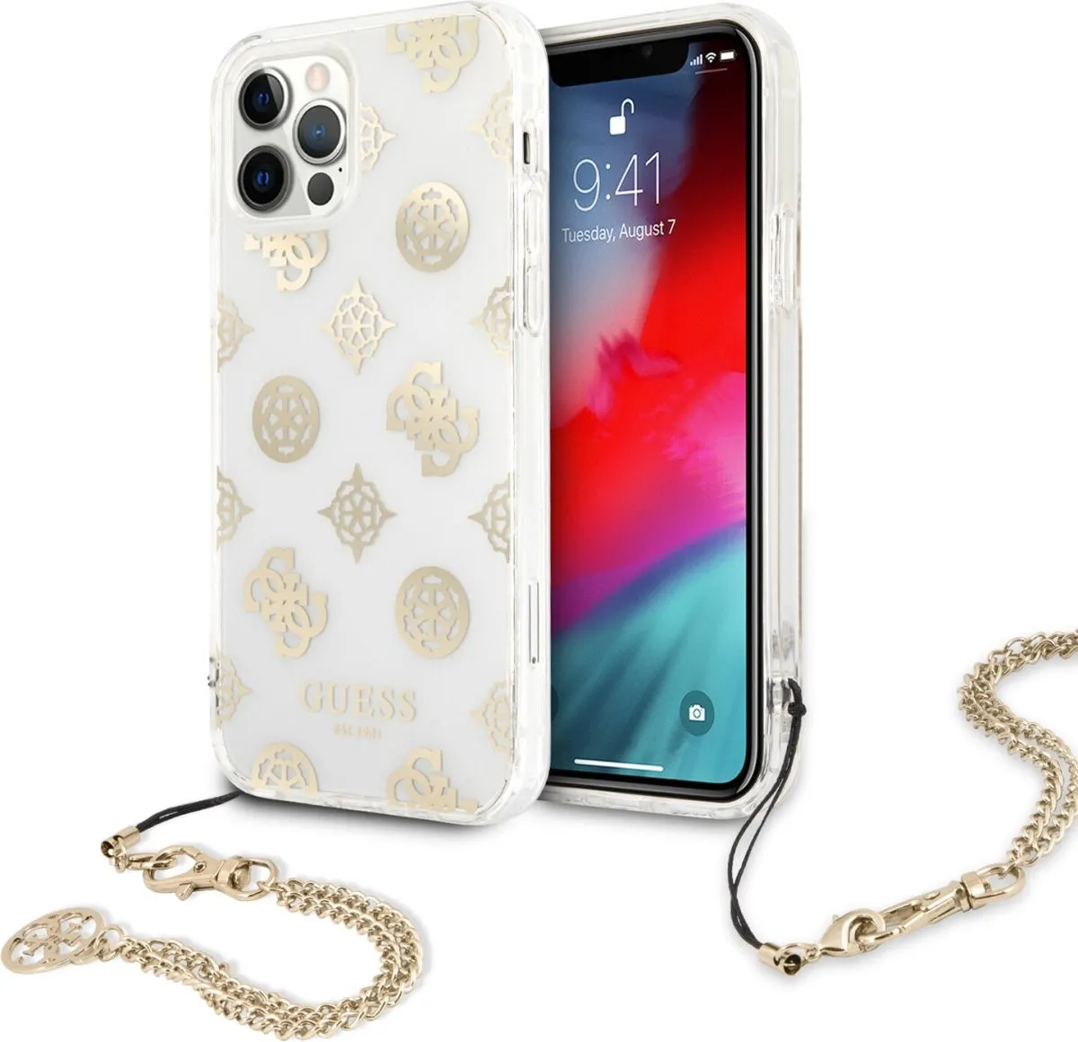 PC Chain Handle Peony Hard Case for iPhone 12 / 12 Pro ( 6.1 ) - Gold
