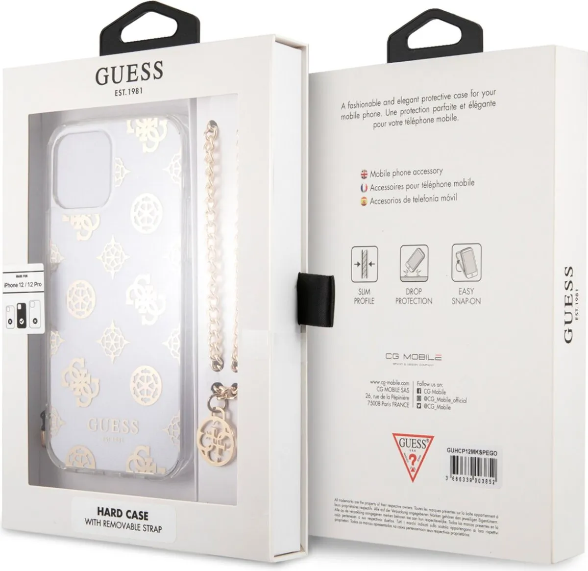 PC Chain Handle Peony Hard Case for iPhone 12 / 12 Pro ( 6.1 ) - Gold