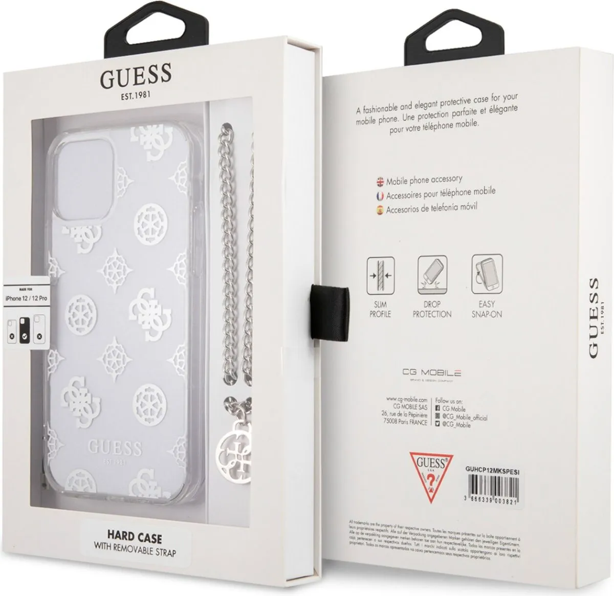 PC Chain Handle Peony Hard Case for iPhone 12 / 12 Pro ( 6.1 ) - Silver