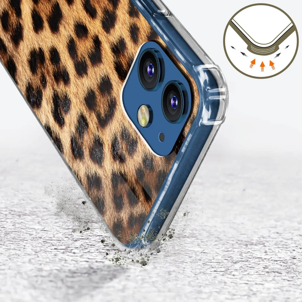 PC Leopard Hard Case with Charm Chain Handle and Printed Script Logo for iPhone 12 Pro