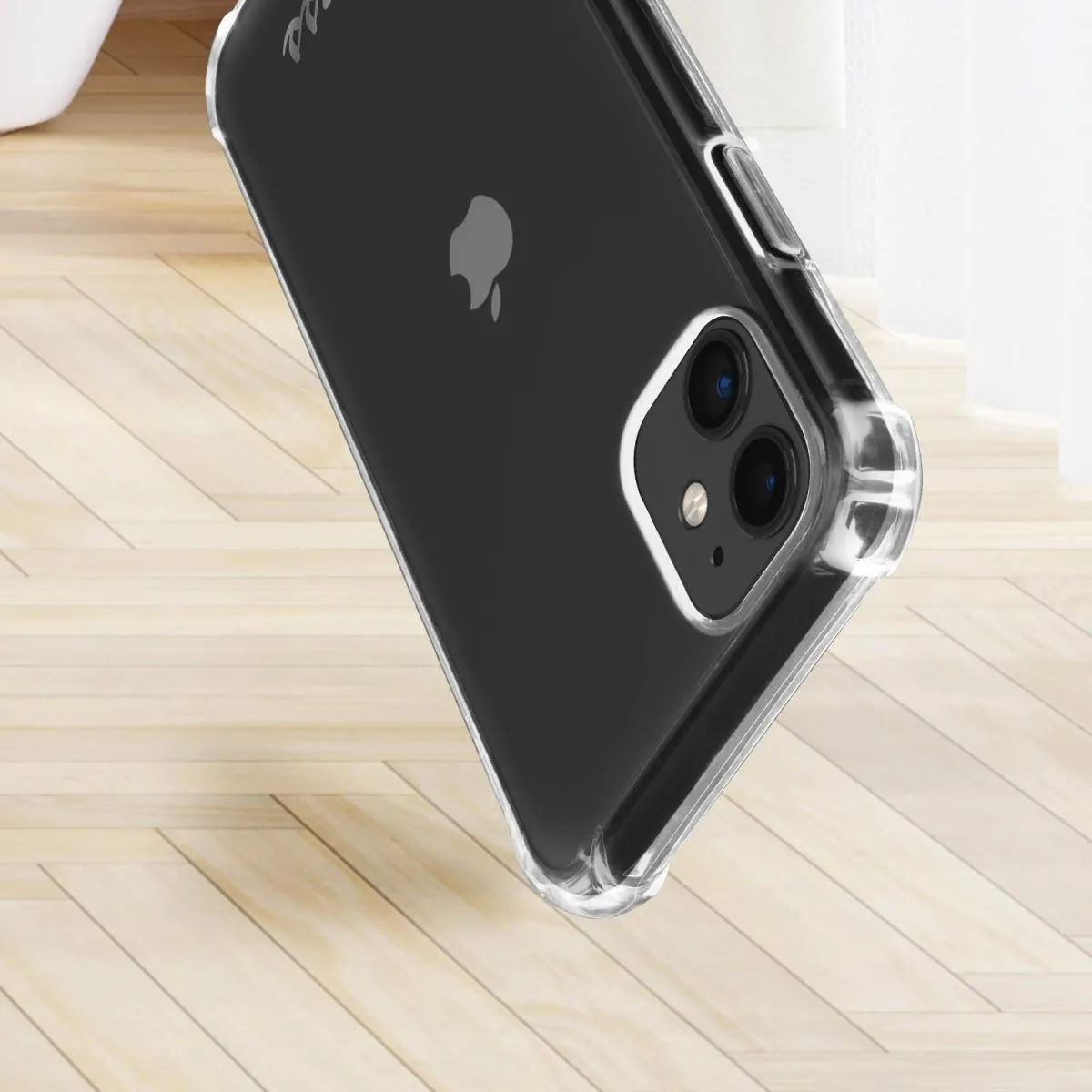 PC Transparent Hard Case with Pearls Handle and Script Logo for iPhone 12 Pro Pearl Black