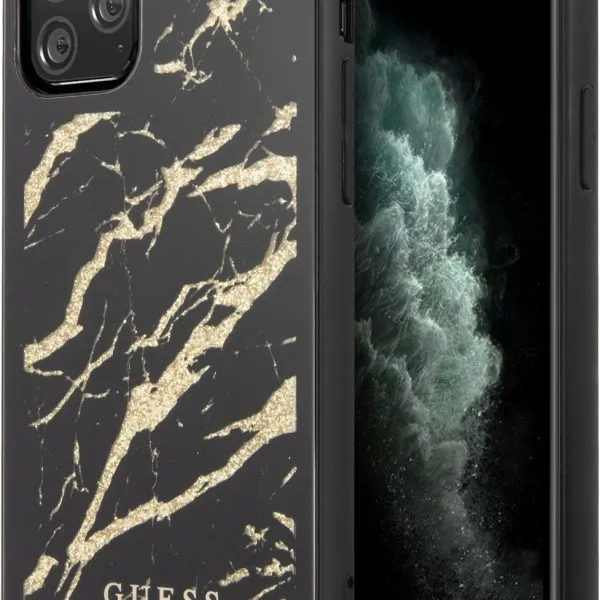 PC/TPU Layer Gold Glitter Marble Case for iPhone 11 Pro - Black