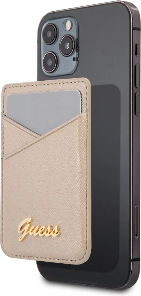 Saffiano Script Wallet Cardslot - Gold