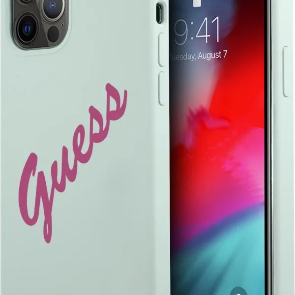 Silicone Vintage Hard Case With Fushia Script for iPhone 12 / 12 Pro 6.1 - Blue