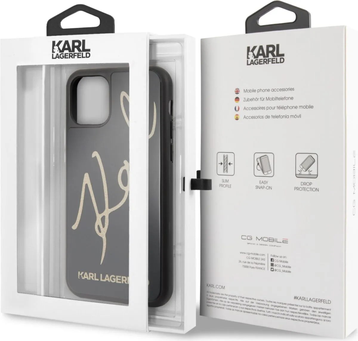 Tempered Glass Case with Glitter Sign for iPhone 11 - Black