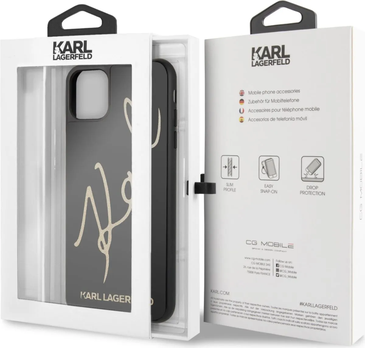Tempered Glass Case with Glitter Sign for iPhone 11 Max - Black