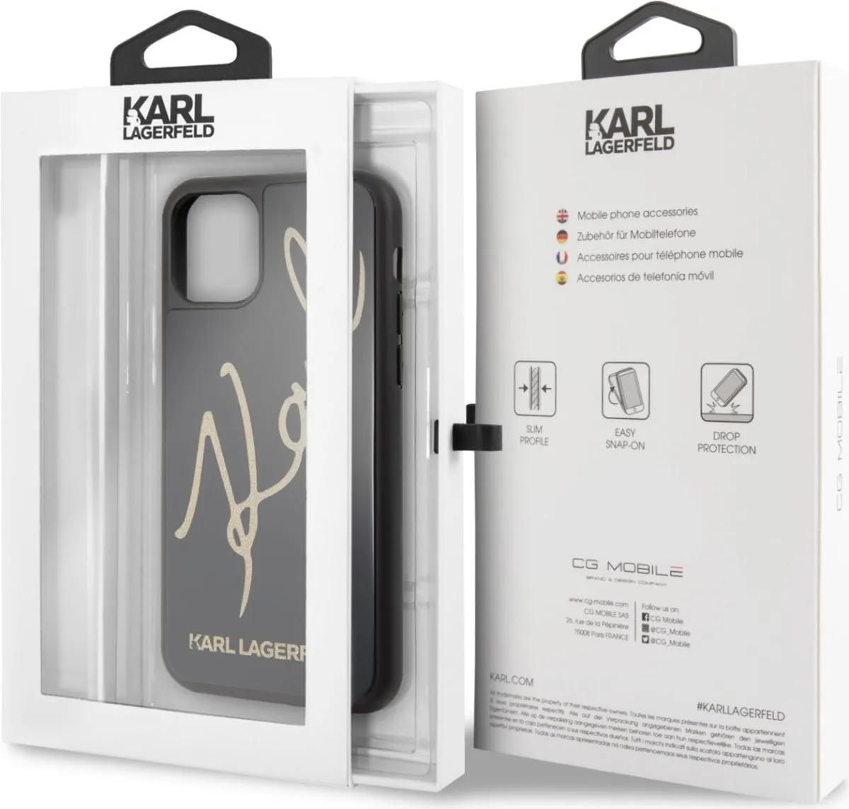 Tempered Glass Case with Glitter Sign for iPhone 11 Pro - Black