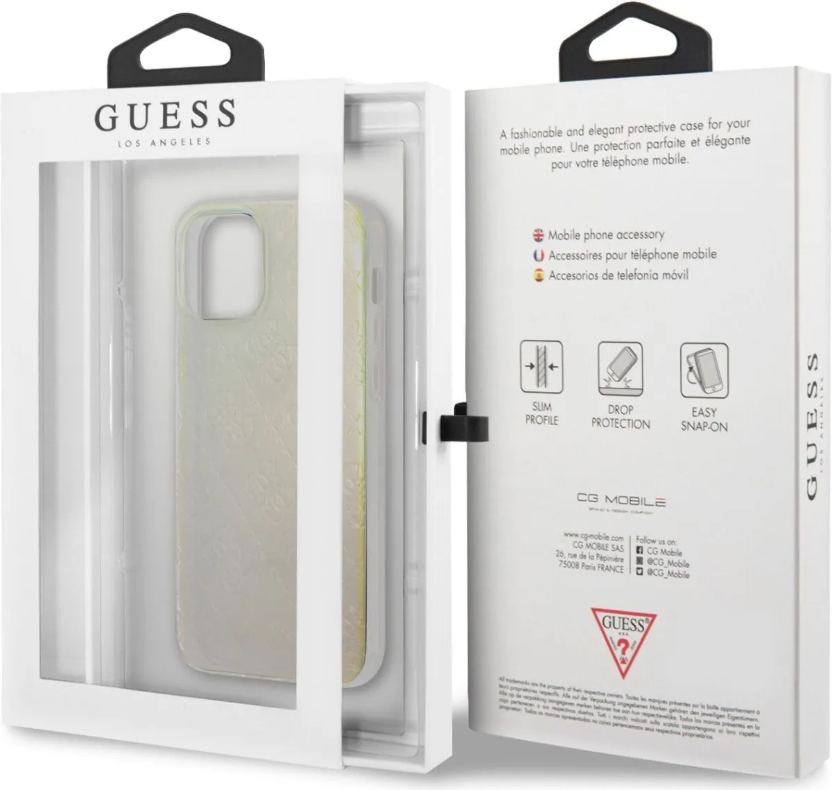 Guess PC/TPU 4G Pattern Hard Case for iPhone 12 - Iridescent