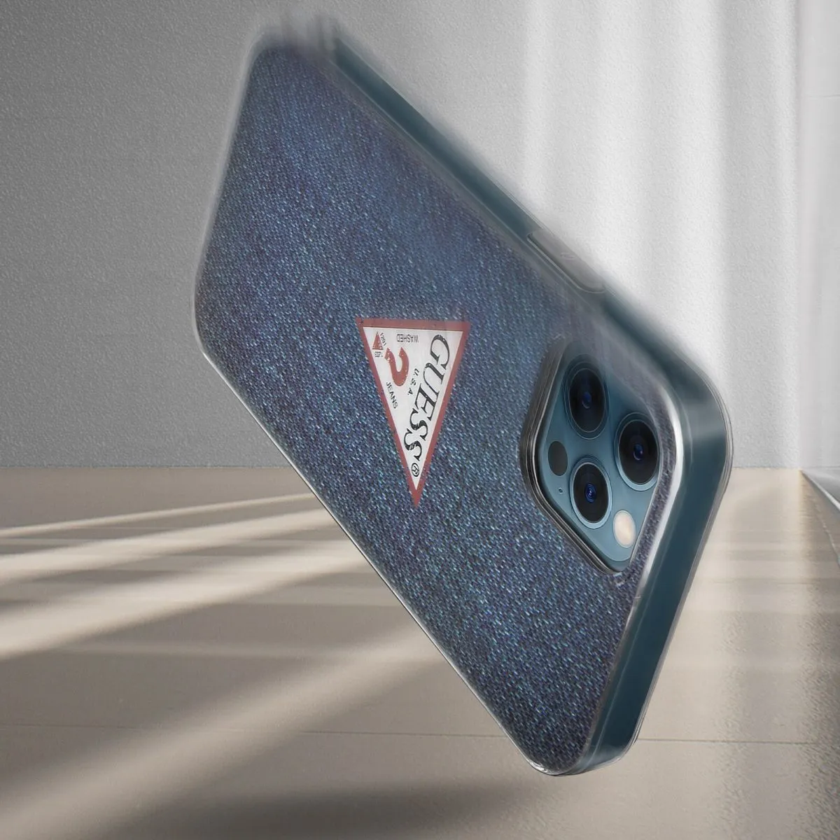 Guess PC/TPU Denim Print Case for iPhone 12 Pro Max - Dark Blue
