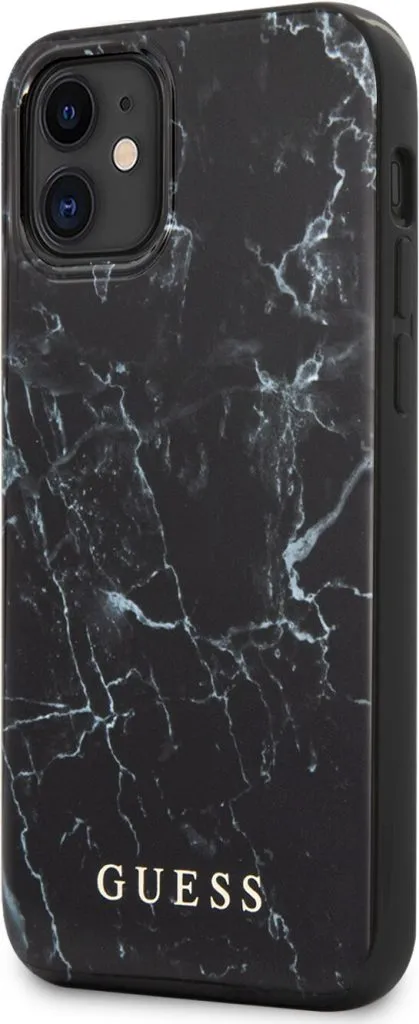 Guess PC/TPU Marble Design Case for iPhone 12 - Black