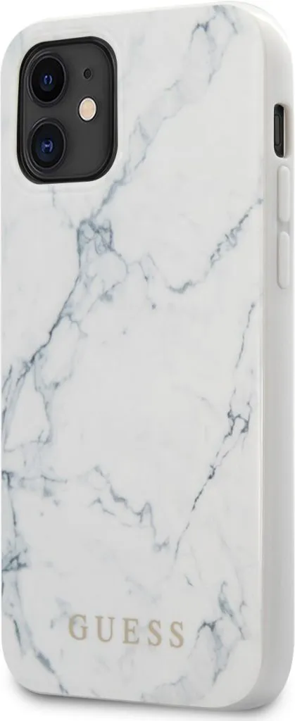 Guess PC/TPU Marble Design Case for iPhone 12 - White
