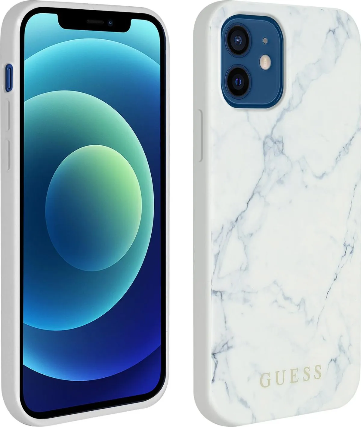 Guess PC/TPU Marble Design Case for iPhone 12 - White
